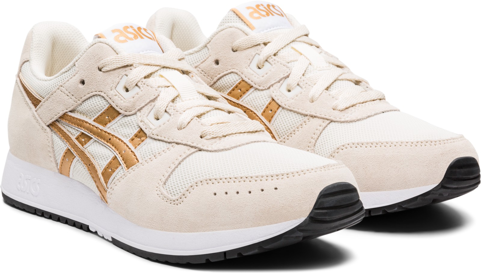 斜め前：淡色のひも・つま先の織り目と補強。写真：ASICS公式1192A181-200商品ページ