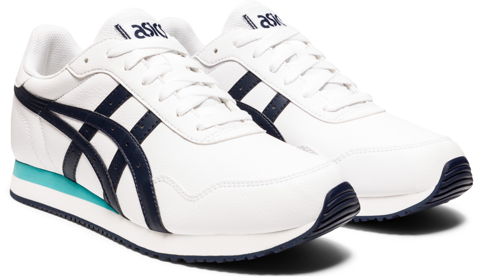 斜め前：白いひもと巻き上がった濃色のつま先底。写真：ASICS公式1191A301-100商品ページ
