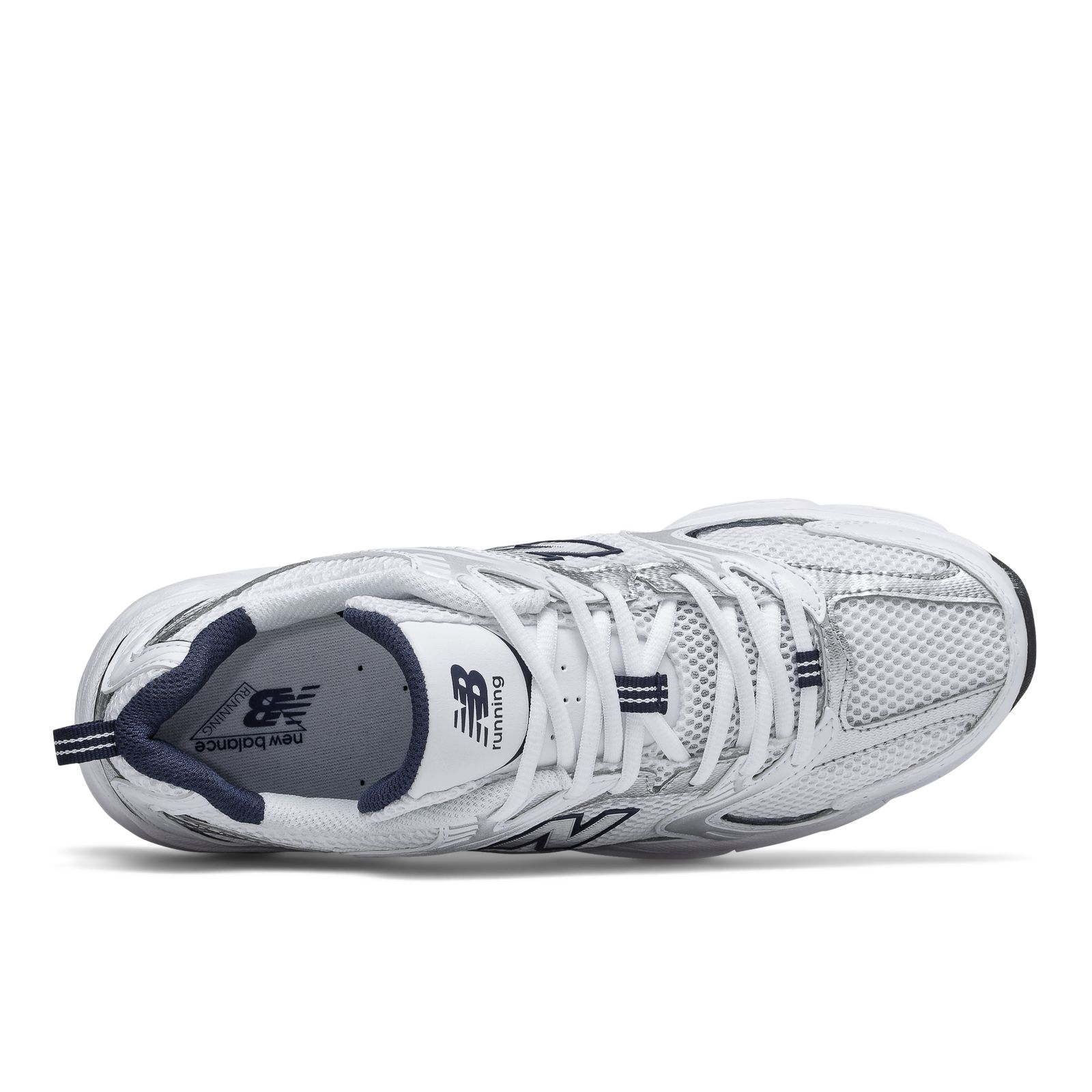上面：白いひもと紺の履き口。写真：New Balance公式MR530SG商品ページ